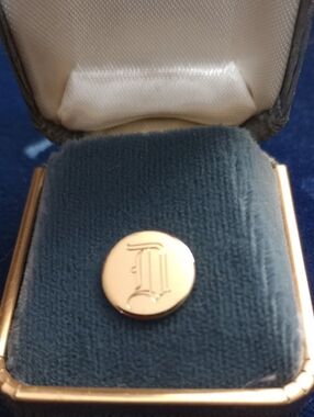 Vintage Monogram 'D' Tie Tac Pin 1/20 14k GF With Vintage Box